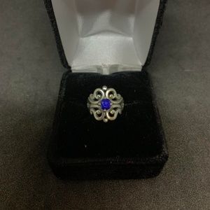 Spanish Lace Ring with Lab-Created Blue Sapphire